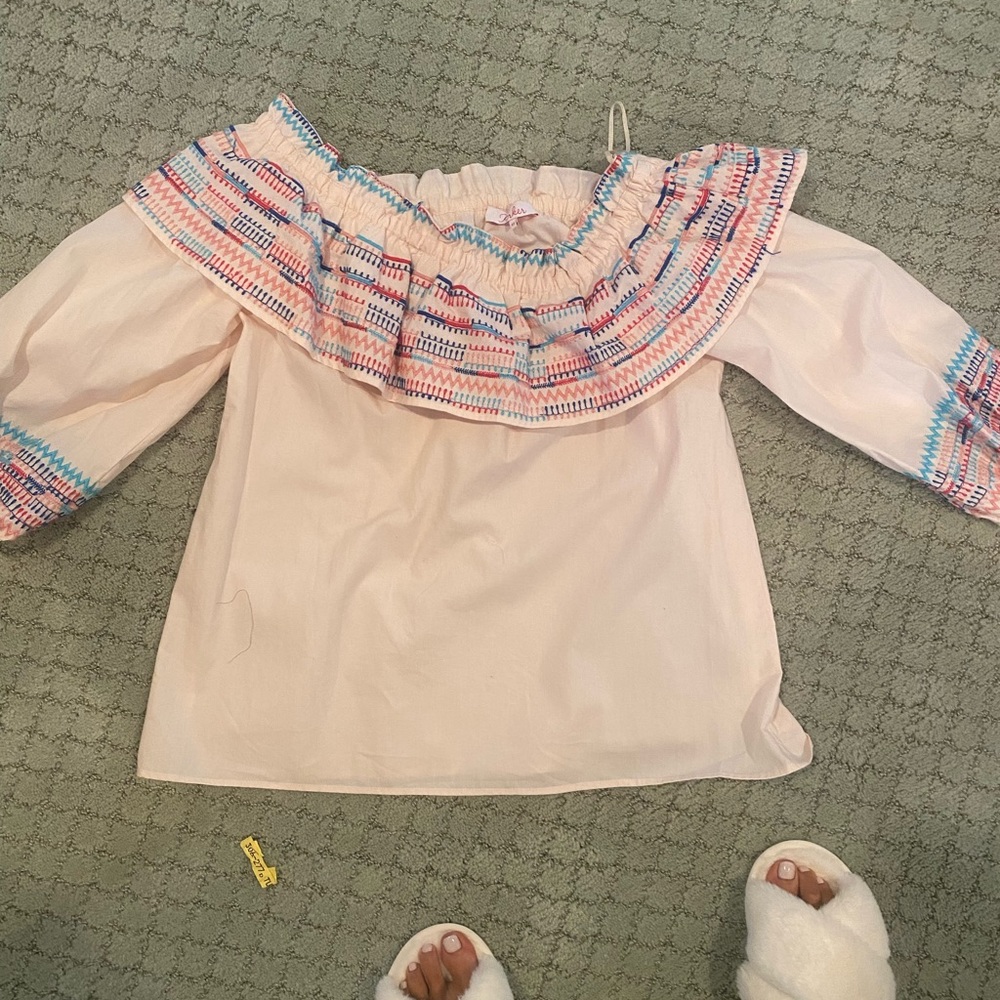 Parker pink off the shoulder ruffle top never worn